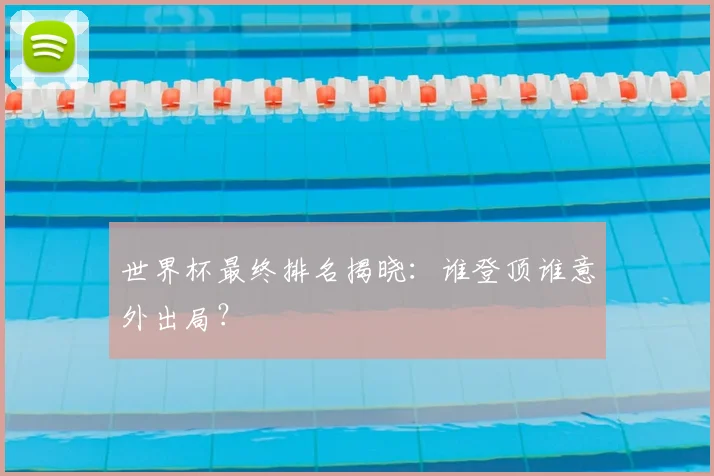 世界杯最终排名揭晓:谁登顶谁意外出局?