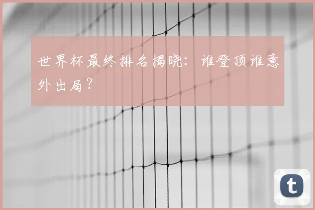 世界杯最终排名揭晓:谁登顶谁意外出局?